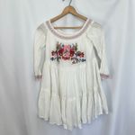 Free People  Sunbeam Mini Dress Ivory Embroidered Off Shoulder Bohemian‎ Small Photo 7