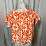 Skies Are Blue  Orange Embroidered Off-Shoulder Top Small NWT Photo 2