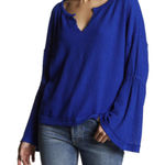 We The Free Sapphire Blue Dahlia Cotton Blend Bell Sleeve Top - Size. Medium Photo 0