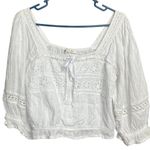 American Eagle Square neck crochet eyelet poof sleeve Cottagecore crop #755 Photo 2