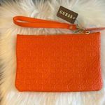 Guess Orange Embossed Wrislet Bag Zipper Closure Photo 3