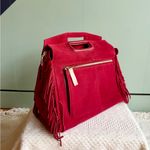 NWOT Maje Red Suede Large M Bag w/ side fringe and crossbody strap Photo 1
