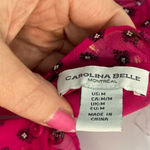 Carolina belle Pink and black polka dot blouse w ruffle neckline,  M Photo 2