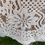 Entro  Top Floral Lace Mesh Cream Lace-Up Bell Sleeve Blouse Photo 13