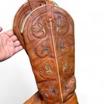 Acme Inlay Flowers Western Cowboy Boots USA Made Brown 7C Rockabilly VTG Size 7 Photo 4