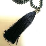 Blue crystal beaded long tassel necklace Photo 6