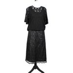 Vintage 80s 90s Black Lace Plus Size Skirt 18W by Chez California Corporate Goth Photo 10