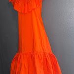 Anthropologie  New w $208 Tags Whit Two Red Orange Off The Shoulder Dress Medium Photo 0