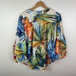 Chico's  Tropical Leaf Print Blouse Size 3 (16/18) Lightweight Flowy Resort Bright Photo 4