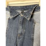 Cider  Color Block Stripe Straight Leg Jeans Shirt Collar Fold Front Waist Large Photo 1