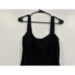 Reformation  Christina Square Neck Crepe High Slit Midi Black Dress US 2 Photo 2