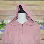 MINE Ladies Dusty Rose Pink Crop Corduroy Hooded Jacket Size L Full Zip Hoodie Size L Photo 1