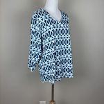 Lulu B Top Women XL Blue Geometric Nylon Stretch V Photo 2