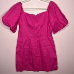 RHODE Dali Linen Puff Sleeve Dress Pink. Size 10 Pink Photo 6