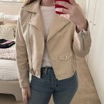 ZARA  cream faux leather moto jacket Photo 4