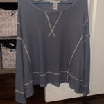 She & Sky Gray long sleeve top with cream seams Photo 0