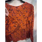 Old Navy  Floral Print Tassel Tie Blouse Orange Purple Long Sleeve Women's Size M Photo 8