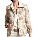 Chico's Women’s Blazer Silk Blend Tan Metallic Shimmer Geo Jacket Size US 8 Photo 1