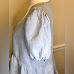 ZARA  Blue V-Neck Short Puff Sleeve Babydoll Dress w Tiered Skirt Sz MD Photo 4