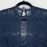 Saylor Anthropologie Navy Blue Long Sleeve Lace Layered Coquette Romper XS Photo 8