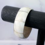 Vintage Bracelet Brass & Mother of Pearl Bangle Photo 8