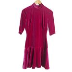Black Halo Reeder Obsession Pink Velvet Mock Neck Mini Dress Size 4 Photo 1