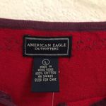 American Eagle deadstock red cropped embroidered short sleeve sweater L Photo 4