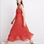 Madewell NWT  Ruffle Strap Wrap Midi Maxi Prairie  Dress Red Photo 3
