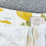 Loft Tie Waist Linen Blend Lemons Print Chino Shorts Ivory Yellow 6 Cuffed Photo 5