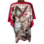 Vintage 90s Y2K Yunzhicheng Scenic Print Tunic Top Silky Draped Red Multi OS Size undefined Photo 1