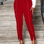 🆓🆓🆓FREE w/ PURCHASE 🆓🆓🆓Pearl Embellished Red Dress Pants Size XL Photo 2