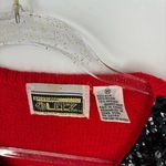 Vintage Red Christmas Sweater Size Medium Sequins Bow Silk Angora Bow Photo 3