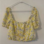 Gianni Bini Cropped Puff Sleeve Top Floral Cottage Cotton Linen NWT XXL Photo 0