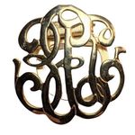 Vintage Gold Tone Monogram Brooch With Swirly Letters Photo 0