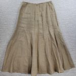 Talbots VTG Irish Linen Skirt Womens 10 Tan Beige Paneled Pleated Midi Lagenlook Photo 8
