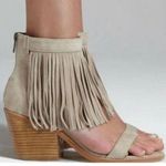 Sol Sana  Fringe Suede Sandal Shoes - Tobi Heel - Size 8 taupe tan Photo 0