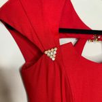 Vintage 80s Red Sexy Cutouts Sheath Dress Sz 2 Rhinestone Details Photo 11
