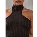 Pretty Little Thing Black Ribbed Knit High Neck Racer Crop Top Size 12 Large Photo 1