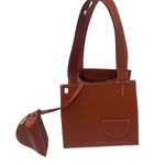 DANSE LENTE Margot Leather Tote Bag Sunset Orange Photo 1