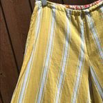 Alembika Striped Wide Leg High Waist Butter Yellow White Pants Size 4 Gold Size L Photo 4