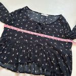 Hollister  Black Floral Ruffle Peplum Blouse Size Large NWT Photo 4