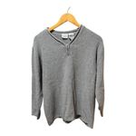 Bobbie Brooks Gray Waffle Knit Henley Long Sleeve Pullover Top Women’s Size L Photo 2