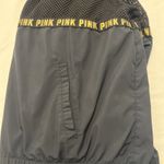 Victoria's Secret PINK  Black Gold Logo Zip Mesh Hooded Windbreaker Jacket Sz M/L Photo 3