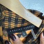 English Factory Mock Neck Checkered Sheer Blouse Orange Black Size Large Photo 3