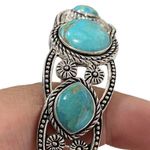 Stauer Triple Turquoise Cuff Open Bangle Silver Bracelet Photo 1