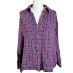 Free People Oversized Bohemian Grunge Fall Cardiff Plaid Swing Top Shirt Small Photo 10