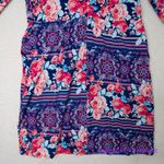 Single floral print‎ three quarter sleeve sheath dress wrap front, size 1X Purple Photo 12
