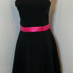 Masquerade  Black Fit & Flare Dress Hot Pink Ribbon Trim & Bow Party/Prom Style M Photo 0