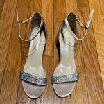 Betsey Johnson Blue MARI Crystal Rhinestone Embellished Champagne Chunky Block Party Prom Heeled Sandal flashy coquette shiny pumps Photo 1