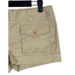 BCBGMAXAZRIA  Low Rise Cargo Cuffed Shorts Faux Pockets Flat Front 2 Tan Khaki Photo 2